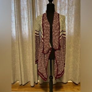 Closet Space Burgundy & Gray Cardigan Size S